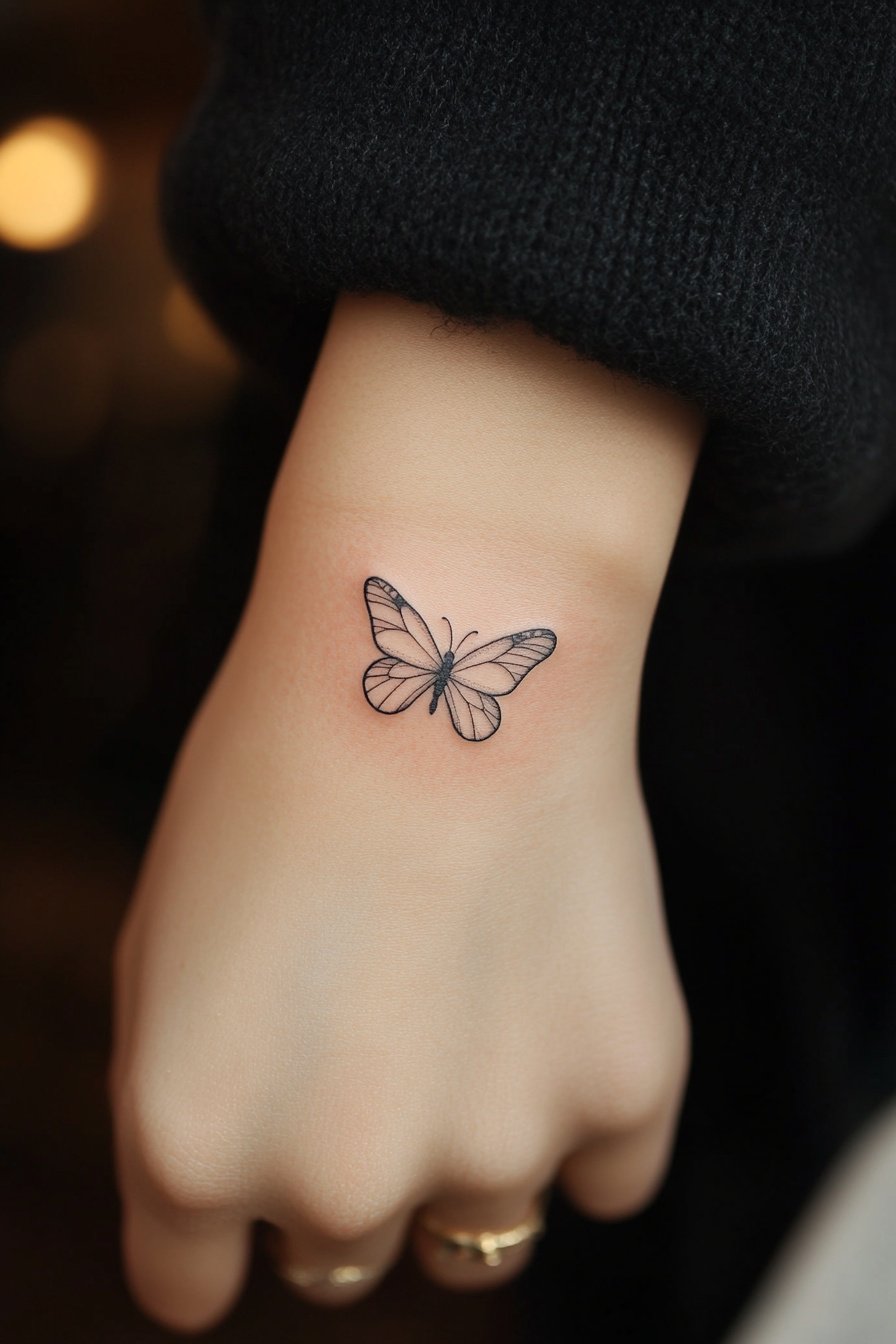 Wrist Small & SImple Butterfly Tattoo Design Ideas 12