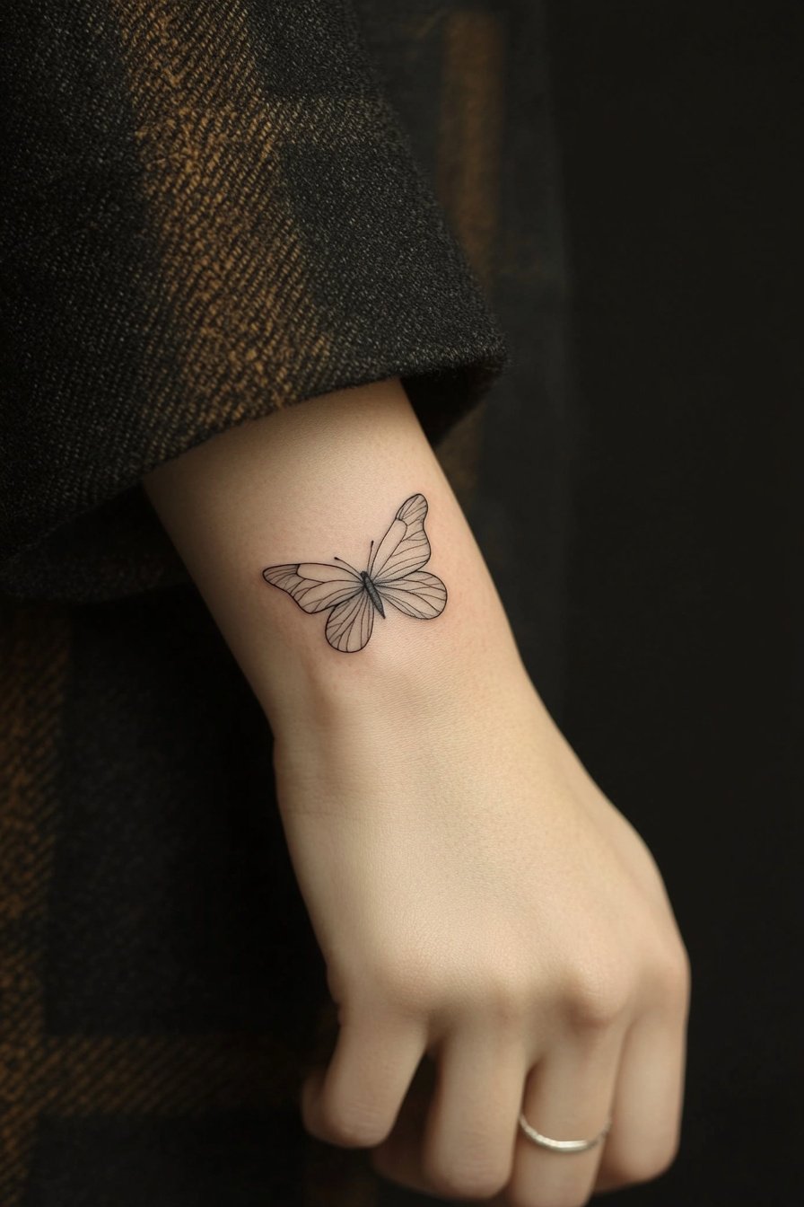 Wrist Small & SImple Butterfly Tattoo Design Ideas 13