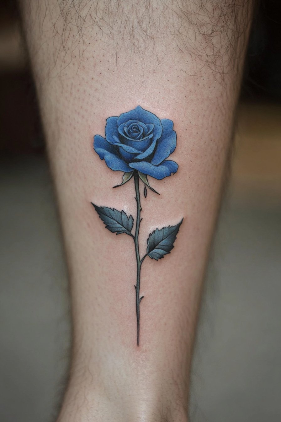 Ankle Rose Tattoo For Men 1