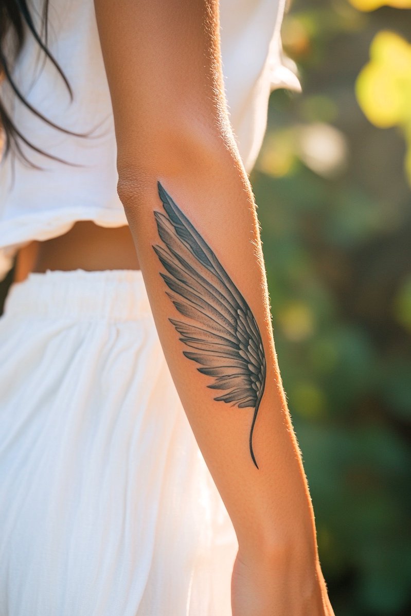 Arm - Angel Tattoo Design Idea For Women 10 (Forearm - Wing, Feather)