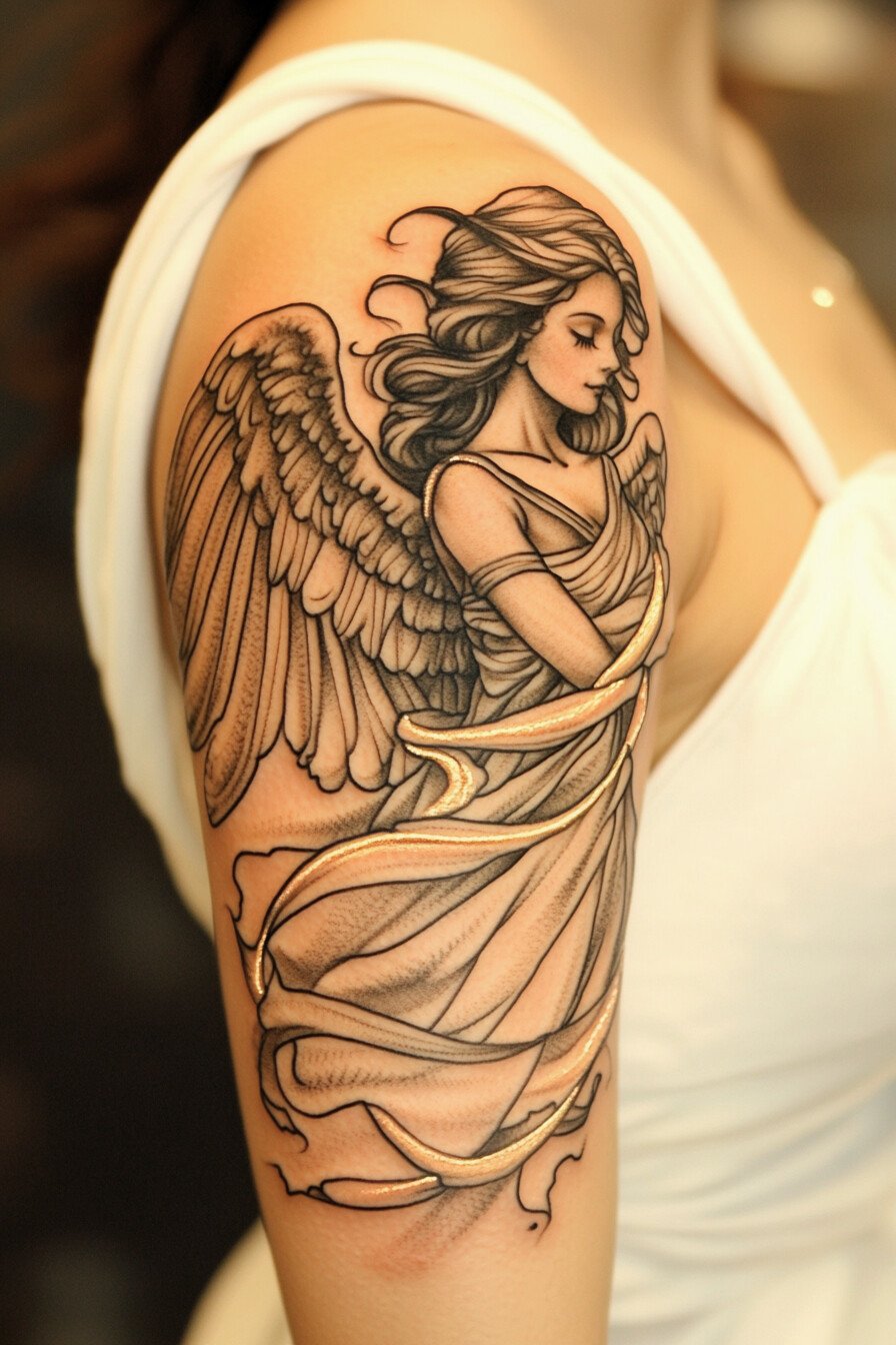 Arm - Angel Tattoo Design Idea For Women 18 (Half Sleeve)