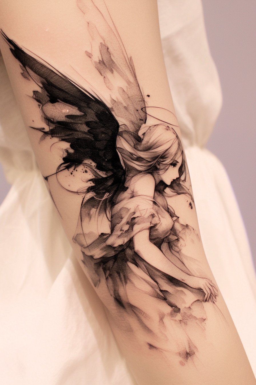 Arm - Angel Tattoo Design Idea For Women 6 (Forearm)