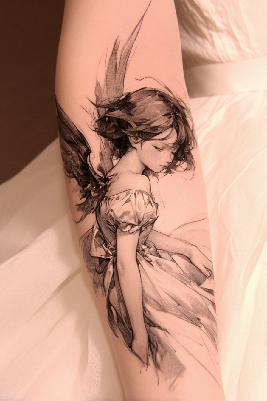 Arm - Angel Tattoo Design Idea For Women 7 (Forearm)