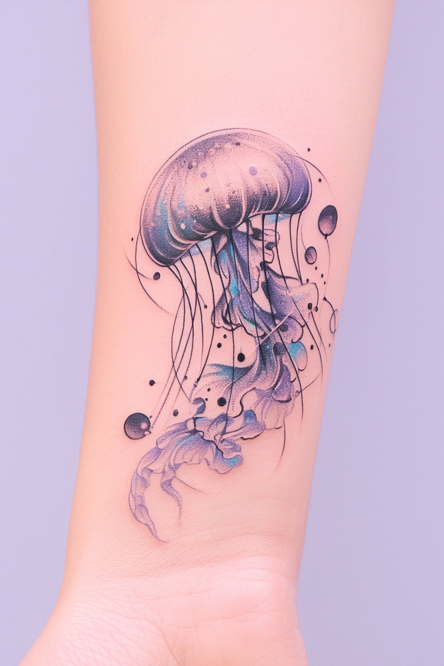 Arm - Jellyfish Tattoo Design Idea 13 (Wrist - Bubbles)