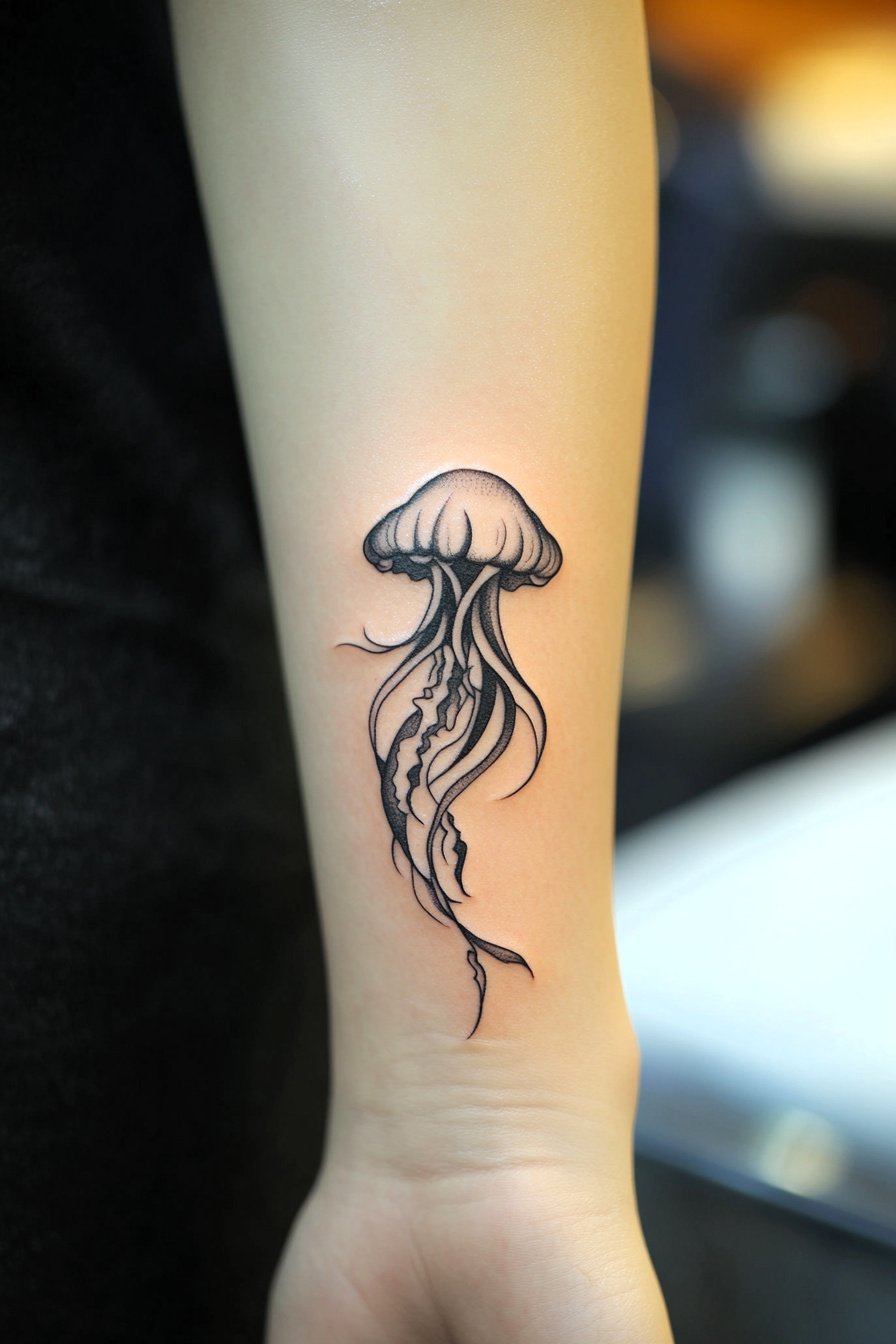 Arm - Jellyfish Tattoo Design Idea 20 (Wrist)