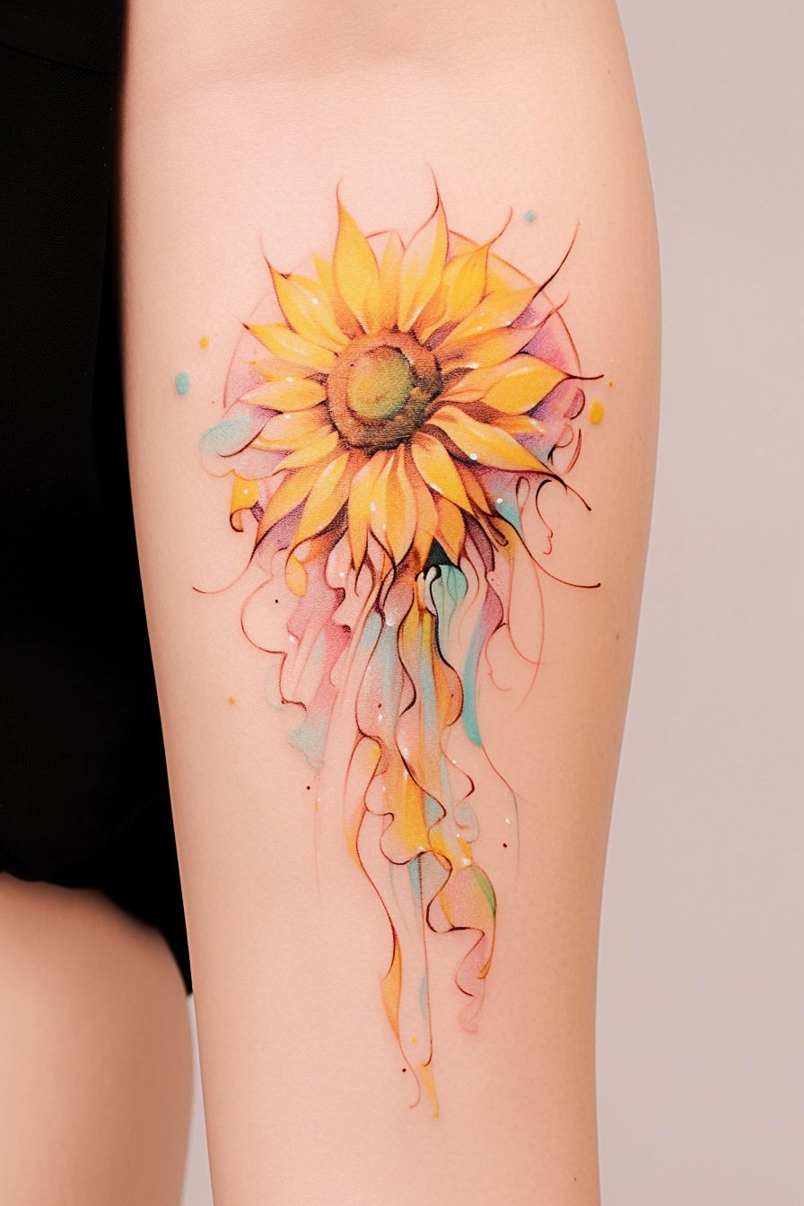 Arm - Jellyfish Tattoo Design Idea 41 (Forearm - Sunflower)