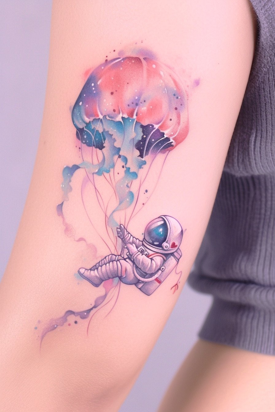 Arm - Jellyfish Tattoo Design Idea 41 (Upper Arm - Astronaut)