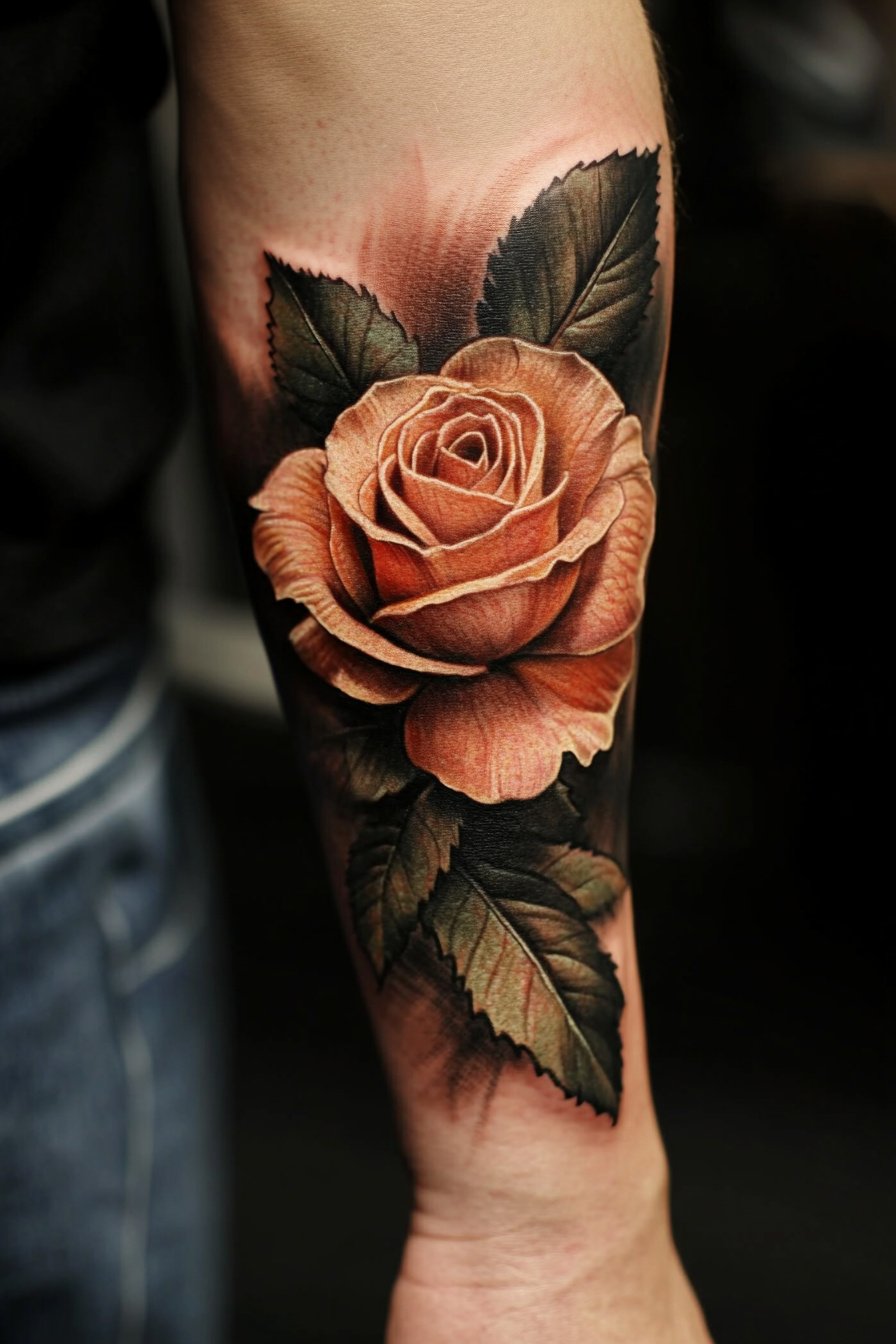 Arm Rose Tattoo For Men 1