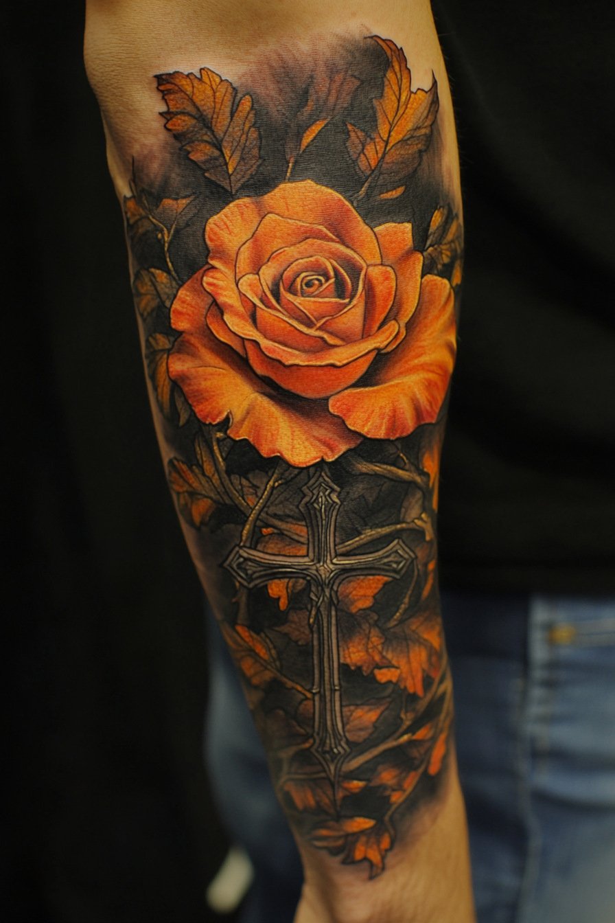 Arm Rose Tattoo For Men 3