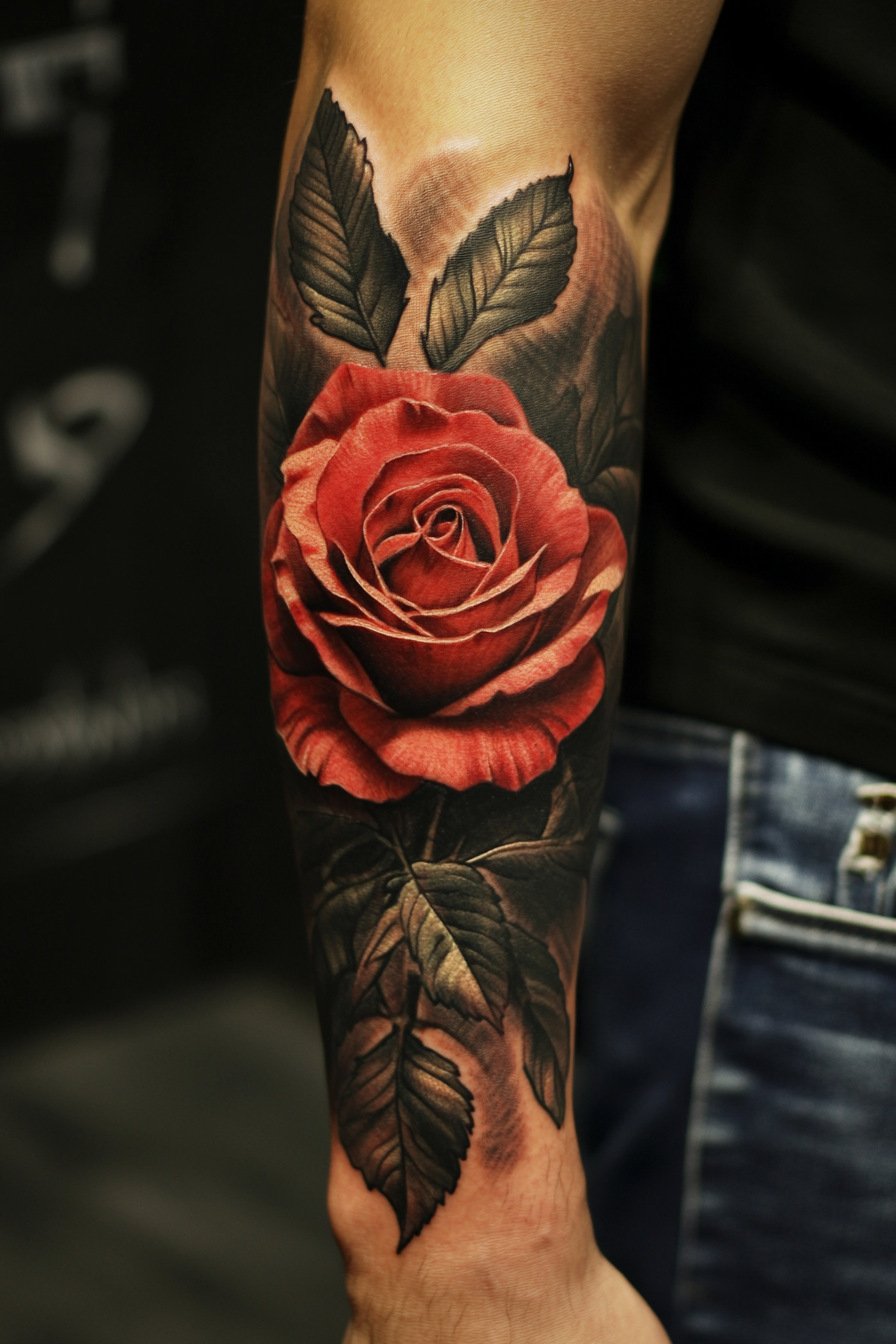 Arm Rose Tattoo For Men 4