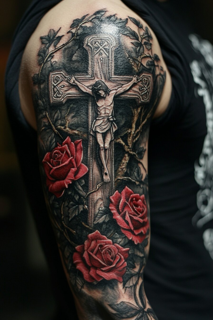 Arm Rose Tattoo For Men 5