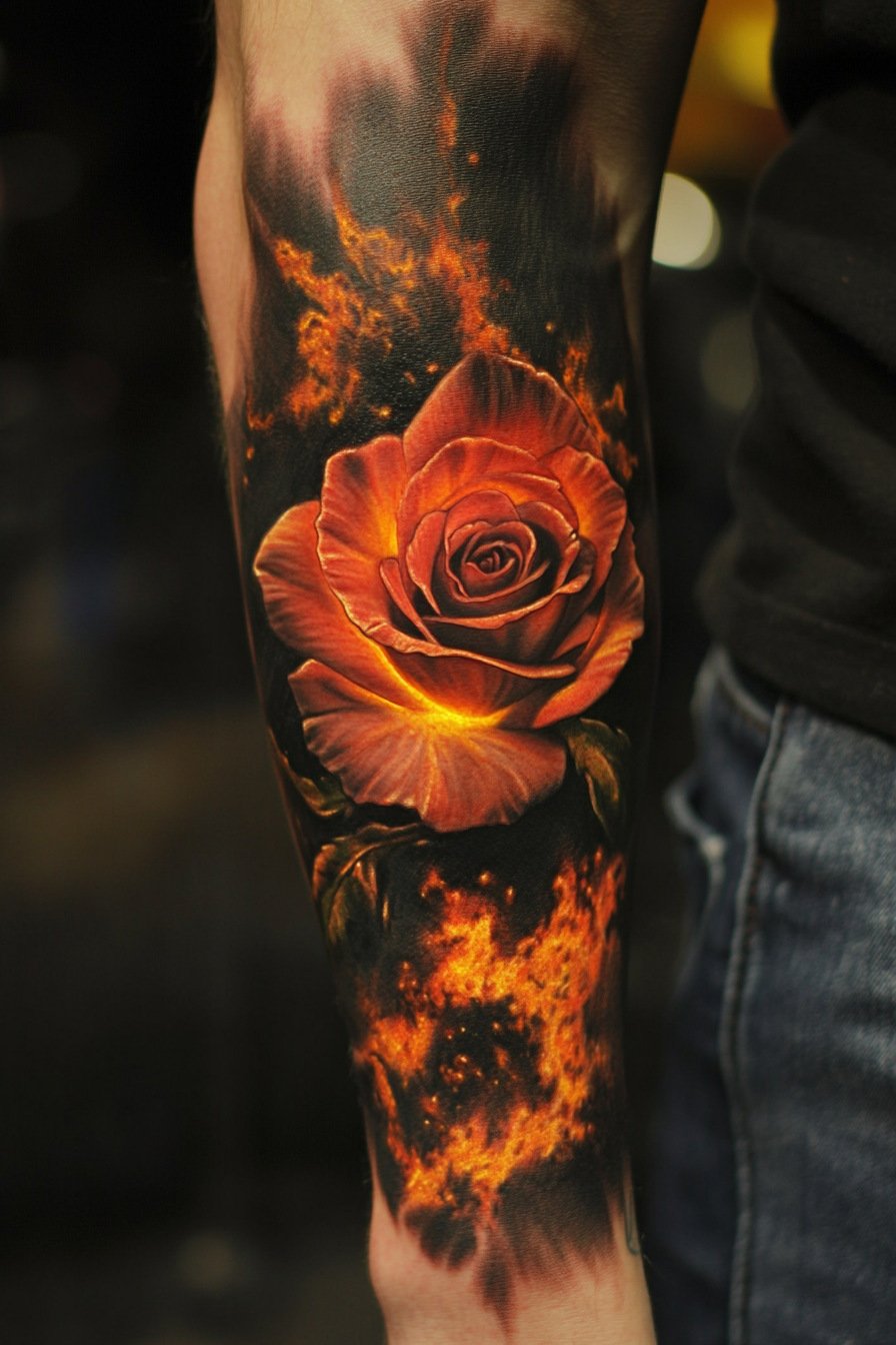 Arm Rose Tattoo For Men 6