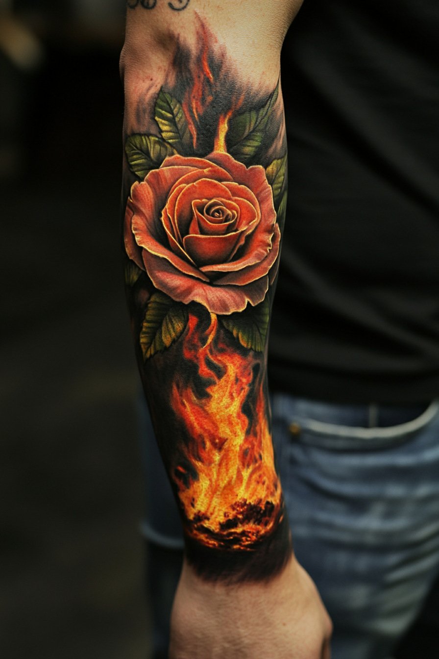 Arm Rose Tattoo For Men 7