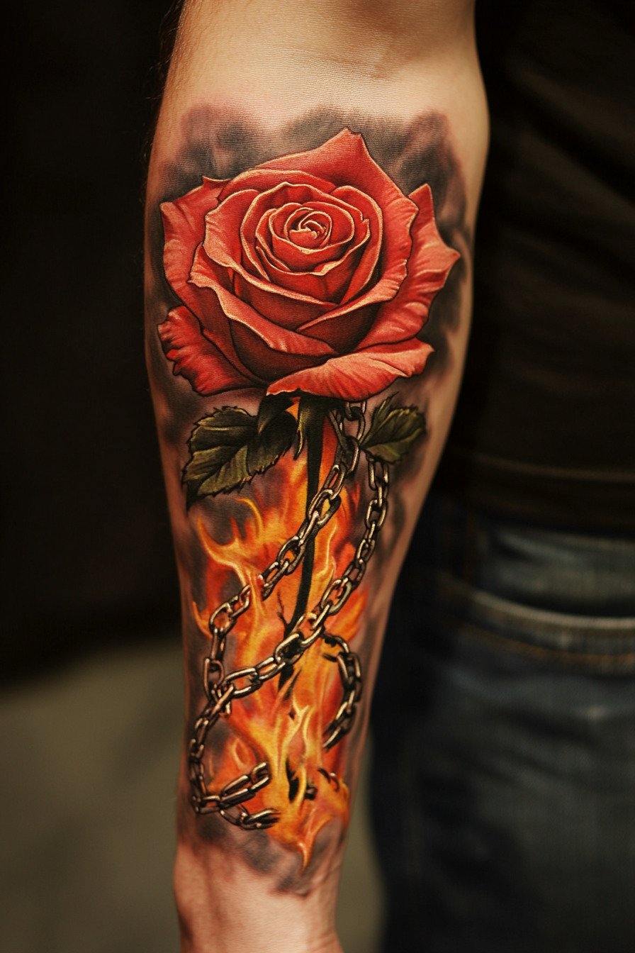 Arm Rose Tattoo For Men 8