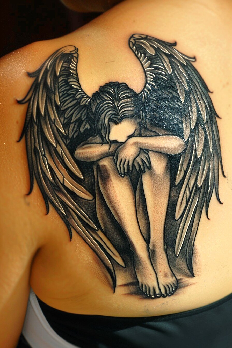 Back Body - Angel Tattoo Design Idea For Women 1 (Back)