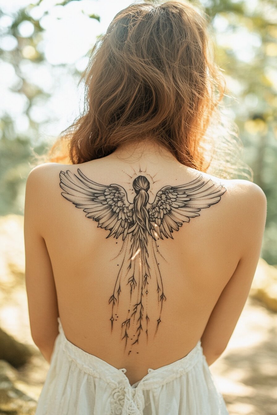 Back Body - Angel Tattoo Design Idea For Women 12 (Back)