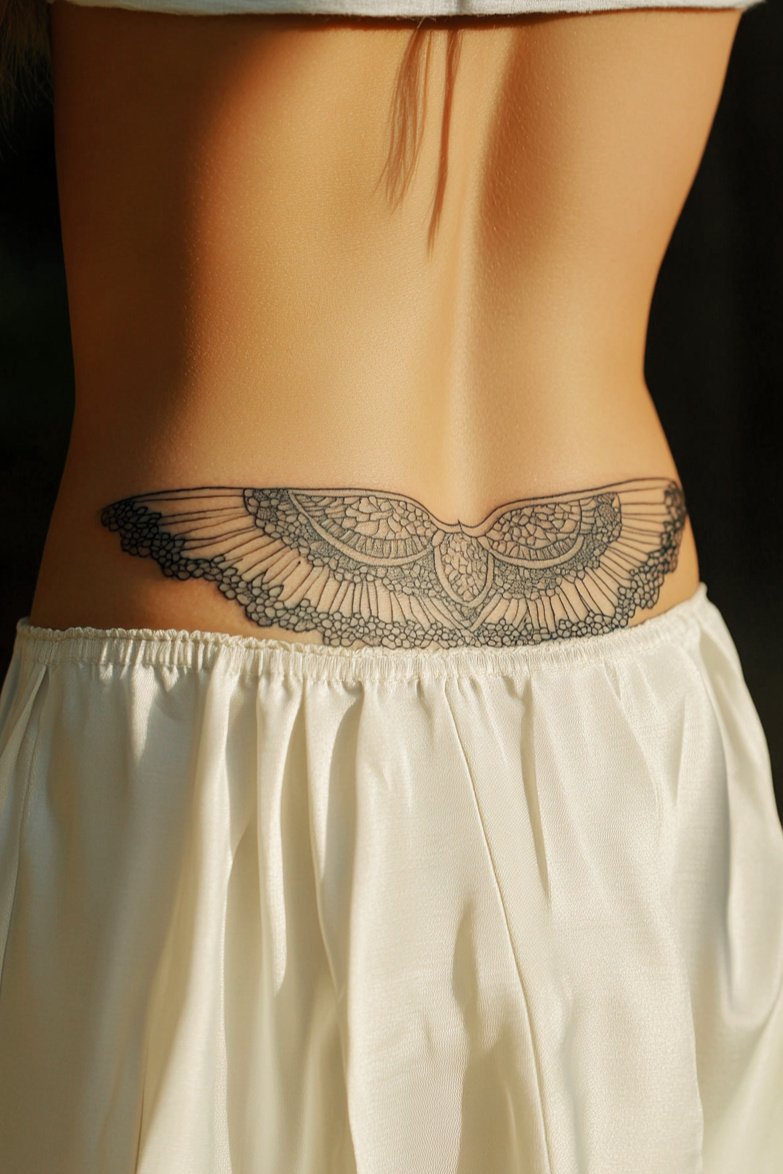 Back Body - Angel Tattoo Design Idea For Women 14 (Lower Back)