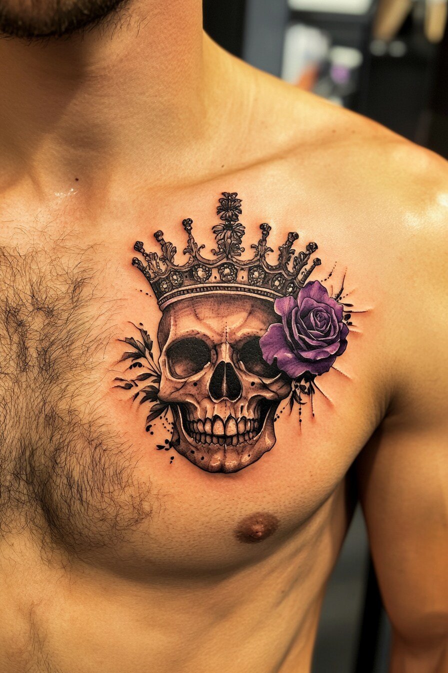 Chest Rose Tattoo For Men 5