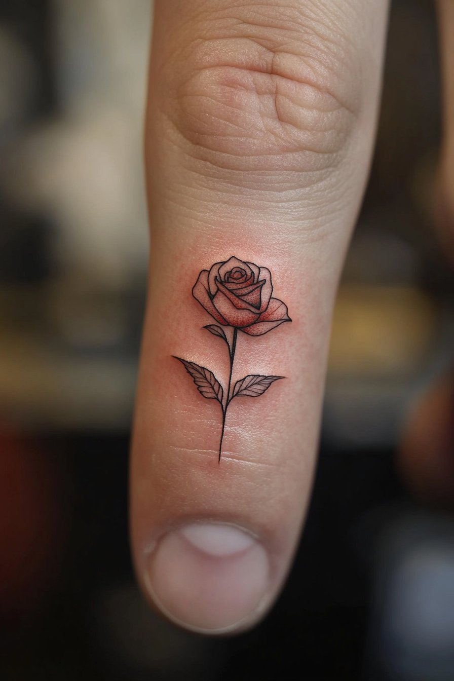 Finger Rose Tattoo For Men 2