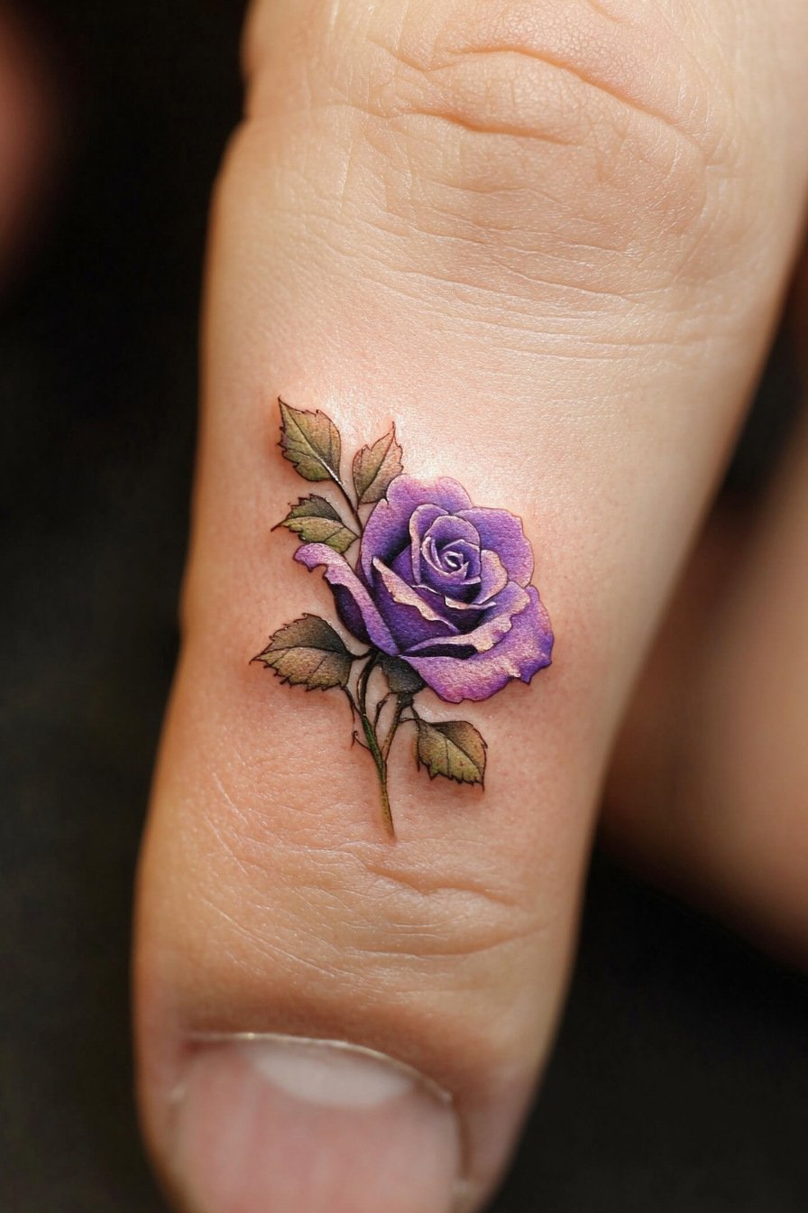 Finger Rose Tattoo For Men 4