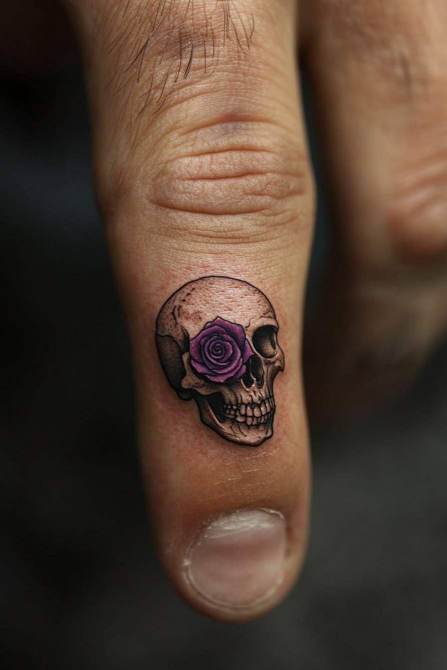 Finger Rose Tattoo For Men 5