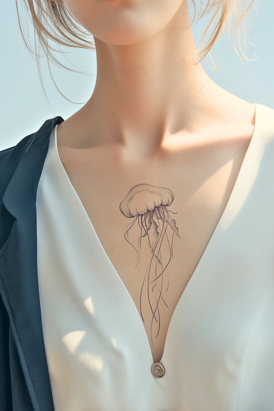 Front Body - Jellyfish Tattoo Design Idea 1 (Chest)