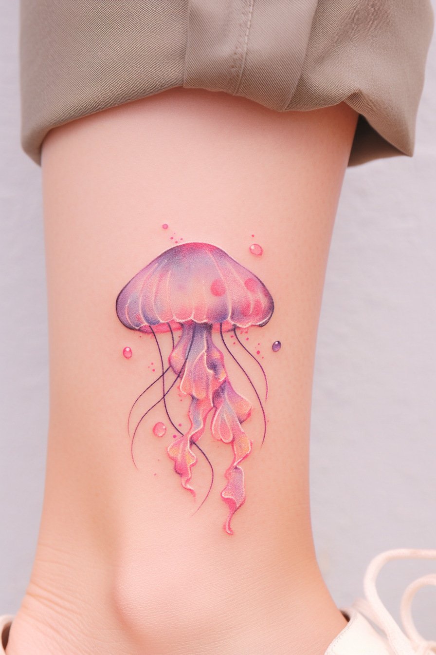 Lower Body - Jellyfish Tattoo Design Idea 3 (Ankle)