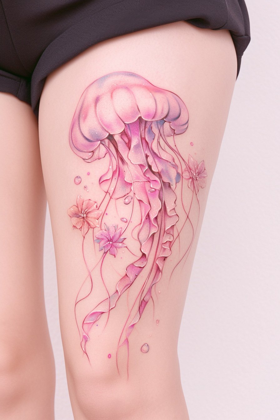 Lower Body - Jellyfish Tattoo Design Idea 6 (Thigh)