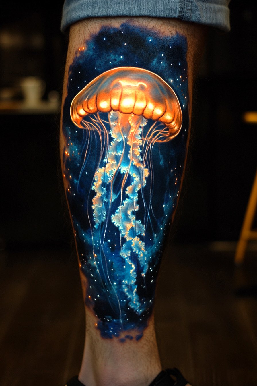 Lower Body - Jellyfish Tattoo Design Idea 9 (Calf)