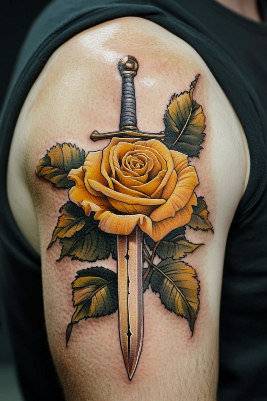 Shoulder Rose Tattoo For Men 2