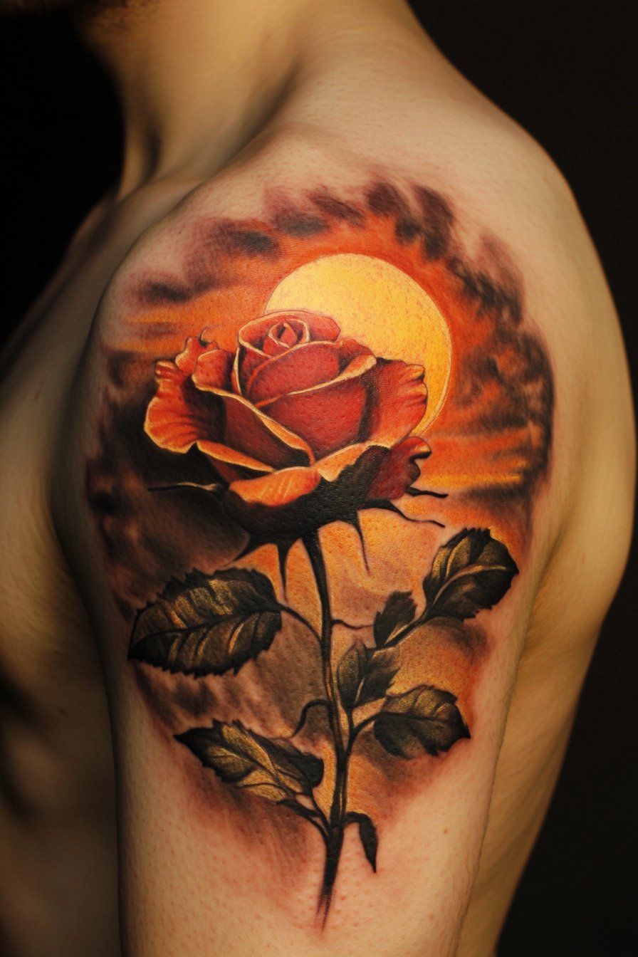 Shoulder Rose Tattoo For Men 5