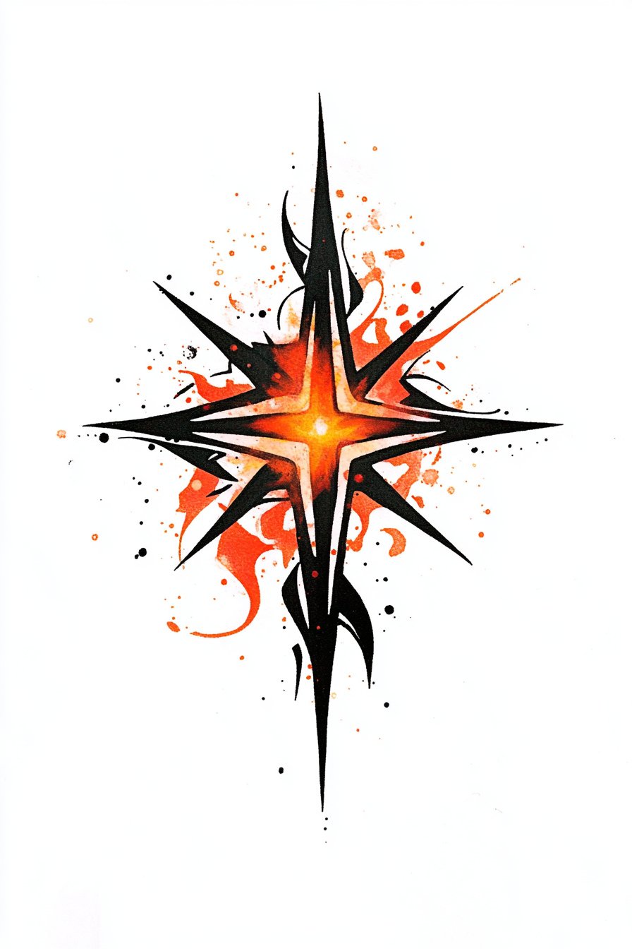 Star Tattoo Stencil Design 24