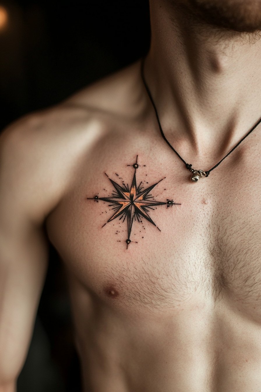 Star Tattoos For Men - Chest 3