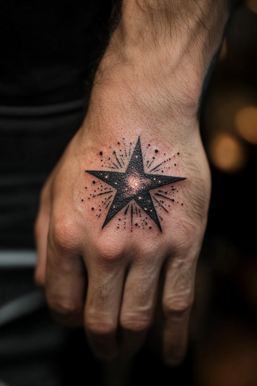 Star Tattoos For Men - Hand 4