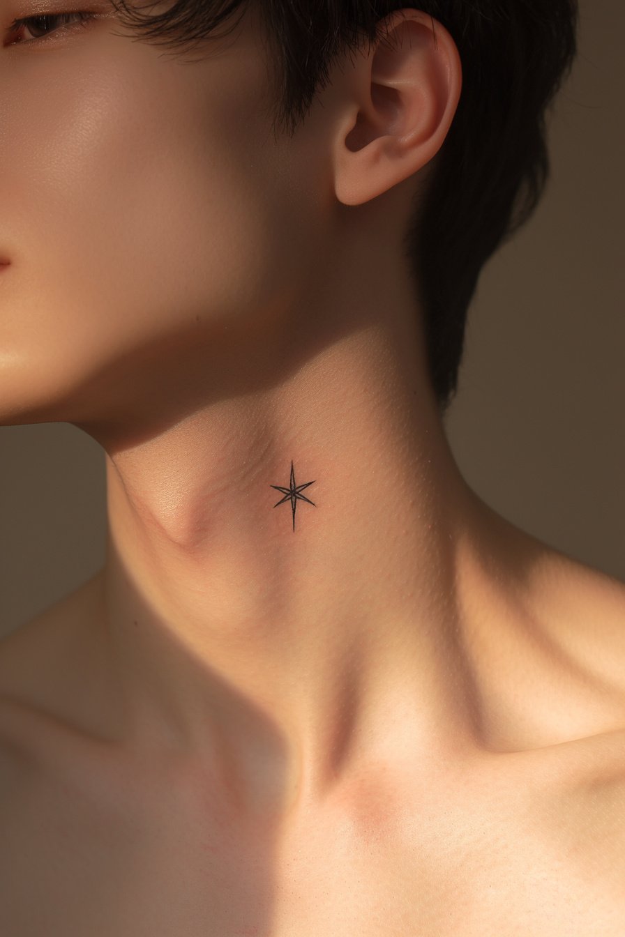 Star Tattoos For Men - Neck 1