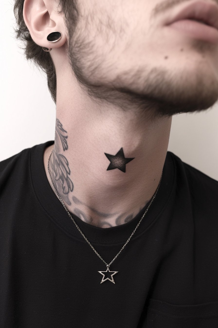 Star Tattoos For Men - Neck 2