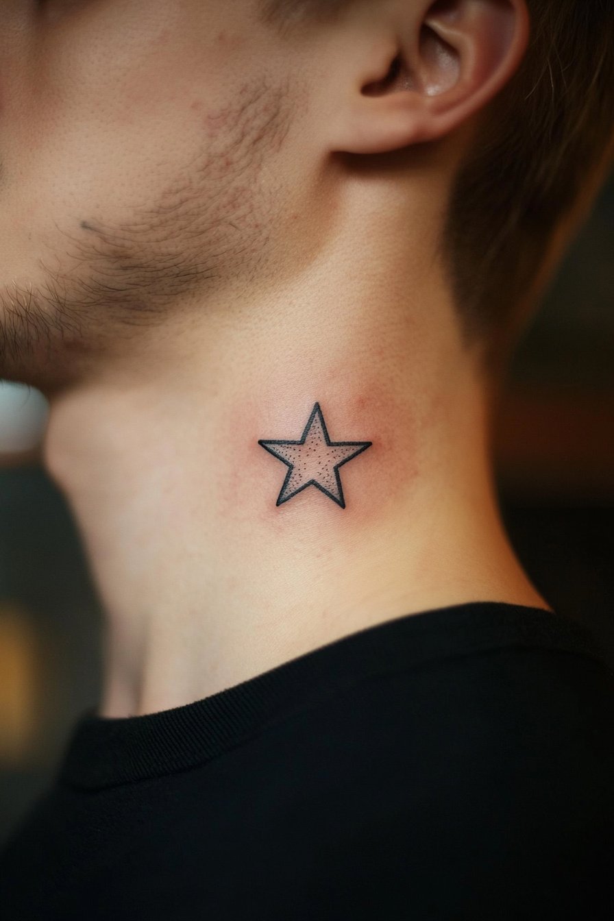 Star Tattoos For Men - Neck 2