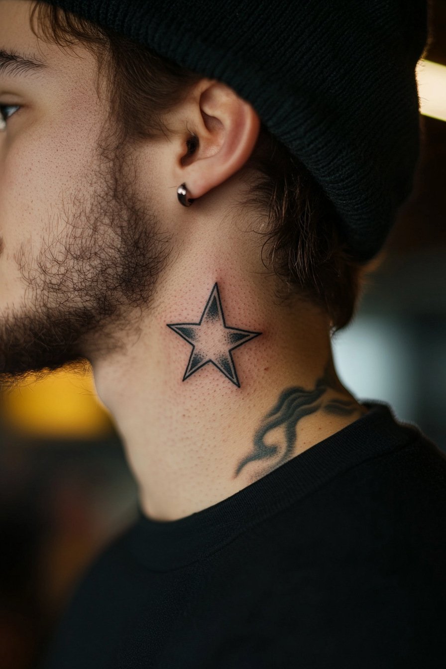 Star Tattoos For Men - Neck 4