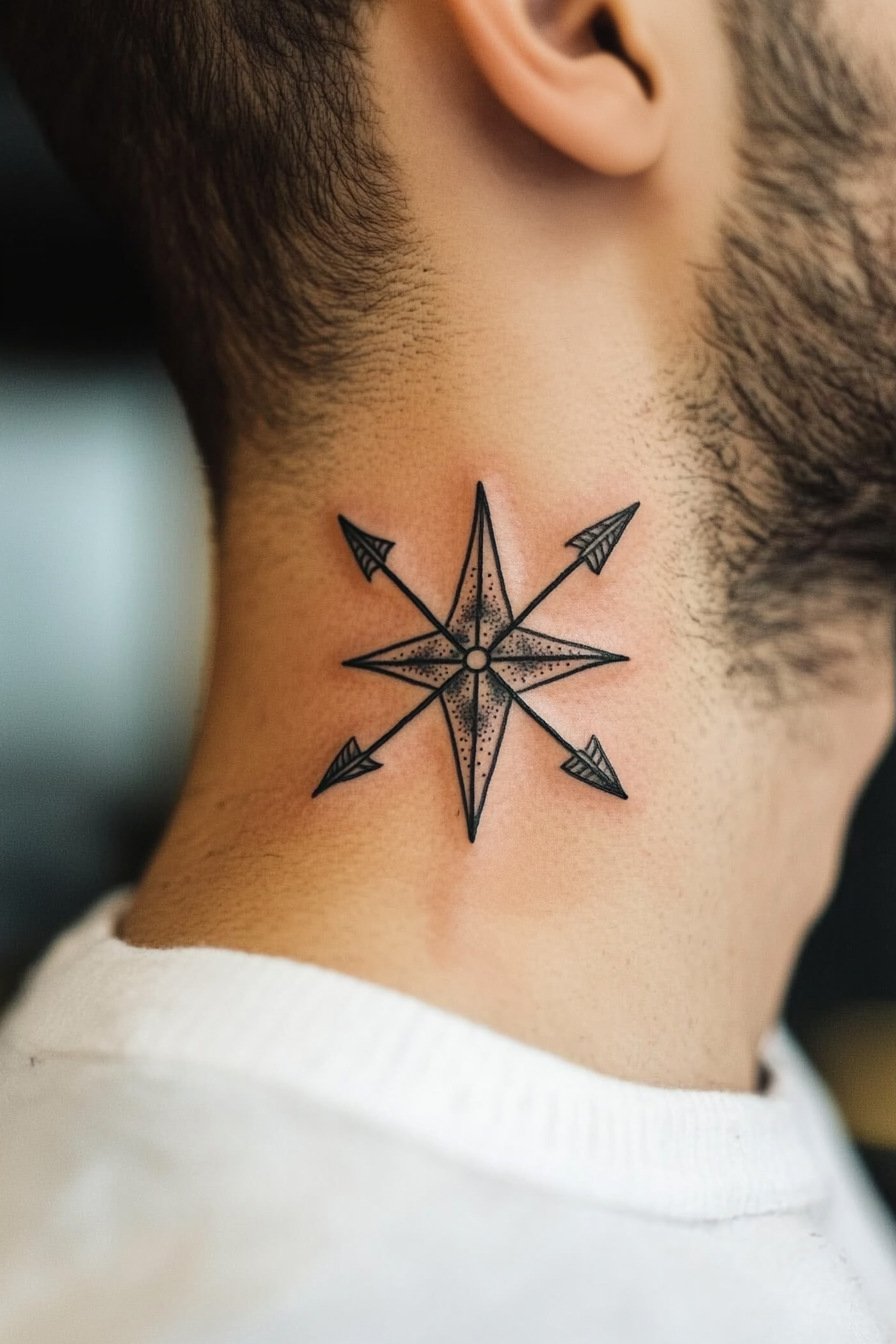 Star Tattoos For Men - Neck 5