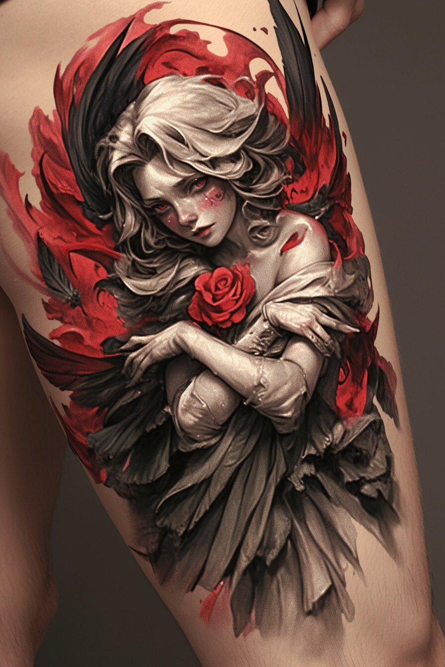 Thigh Rose Tattoo For Men 1