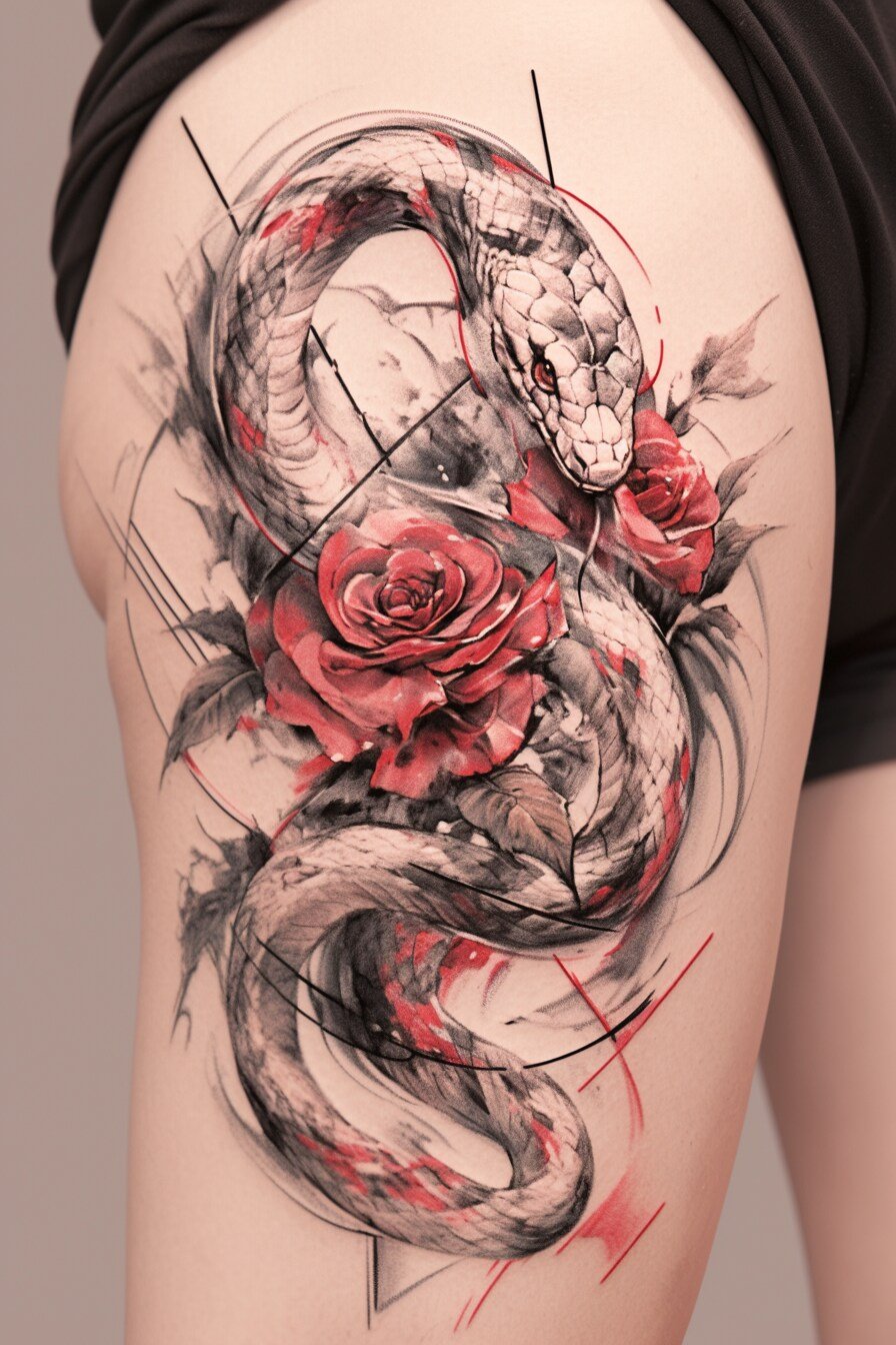 Thigh Rose Tattoo For Men 4