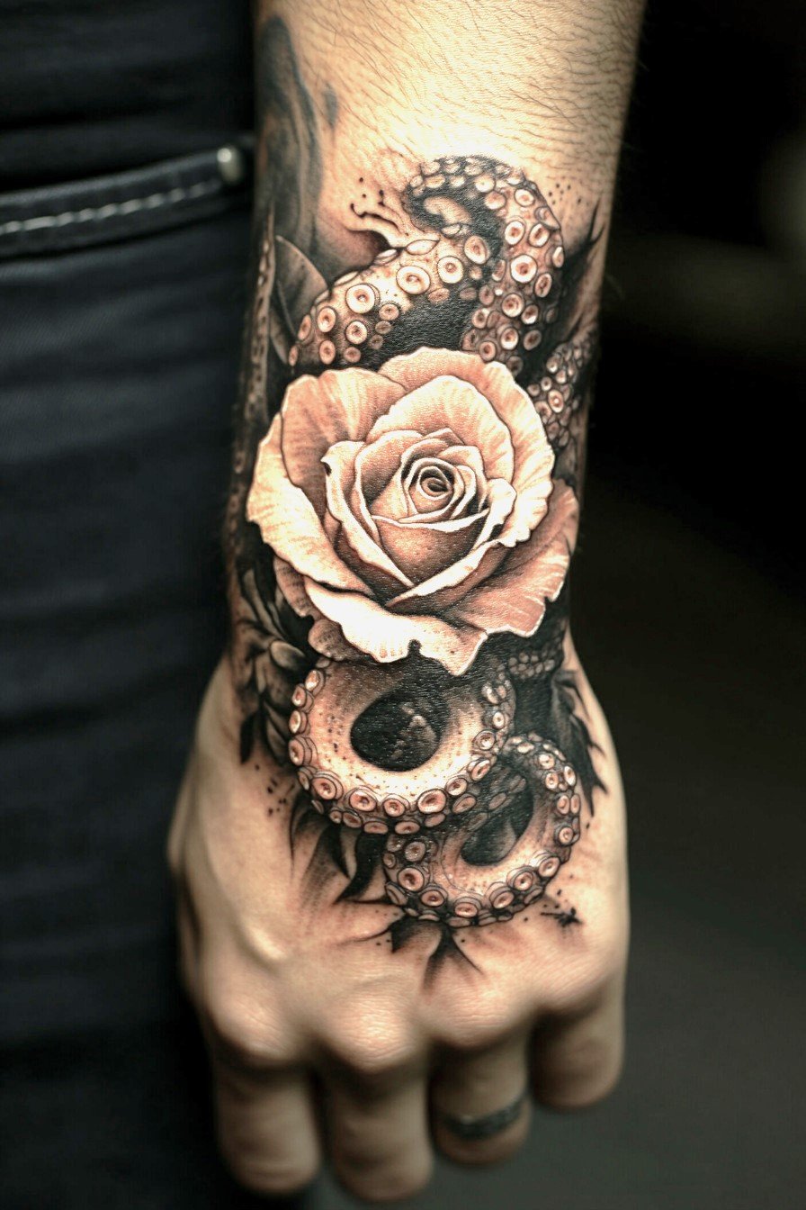 Wrist Rose Tattoo For Men 1