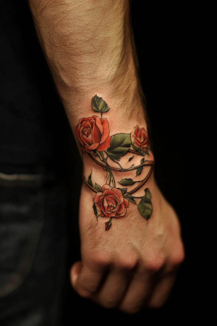 Wrist Rose Tattoo For Men 2