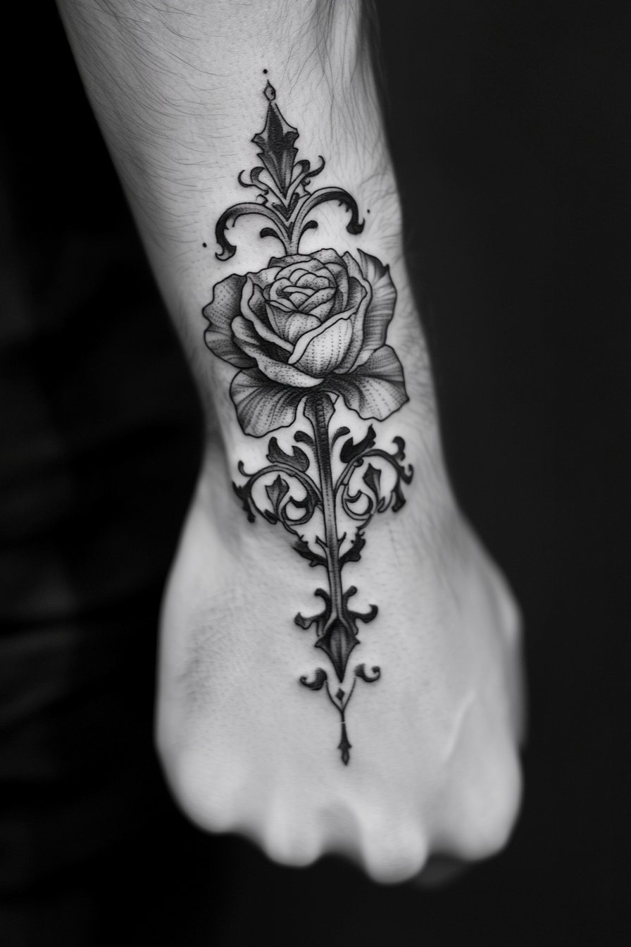 Wrist Rose Tattoo For Men 4